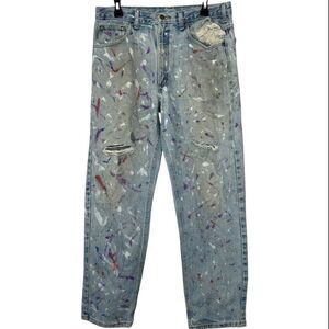 CARHARTT Relaxed Fit Distressed Painted Jeans (34x30)
